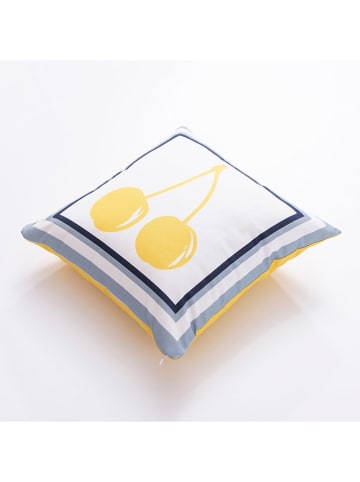 Benetton Poduszka w kolorze żółto-białym