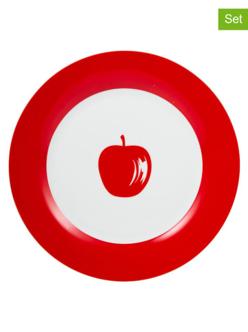Benetton 4er-Set: Speiseteller in Weiß/ Rot - Ø 26,5 cm