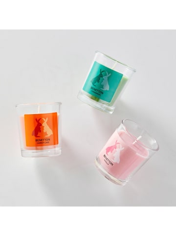 Benetton 3-delige set: geurkaarsen oranje/groen/lichtroze - 3x 65 g
