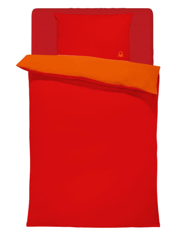 Benetton 3tlg. Bettwäsche-Set in Rot/ Orange