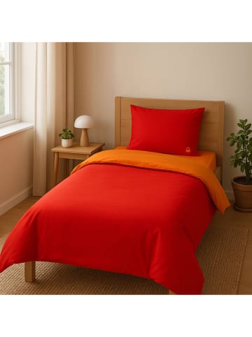 Benetton 3tlg. Bettwäsche-Set in Rot/ Orange