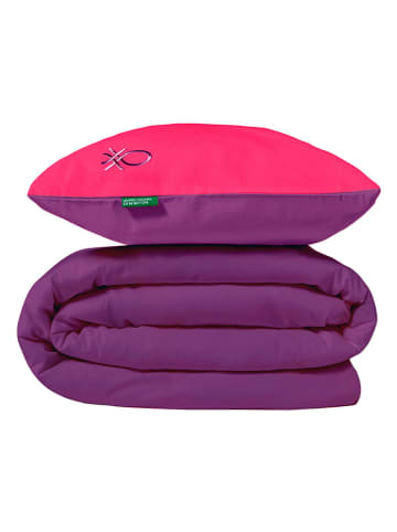Benetton 3tlg. Bettwäsche-Set in Lila/ Pink