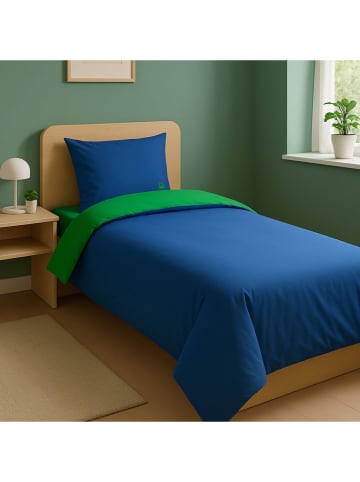 Benetton 3tlg. Bettwäsche-Set in Blau/ Grün