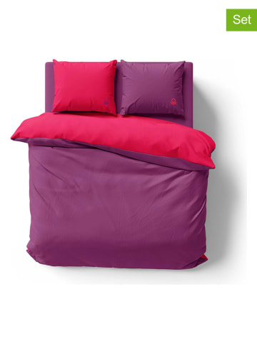 Benetton 4-delige beddengoedset paars/roze