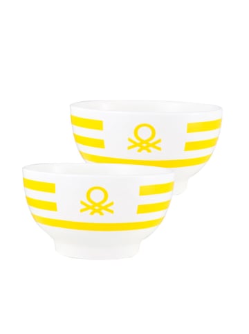 Benetton Miski (2 szt.) w kolorze biało-żółtym - Ø 15 cm