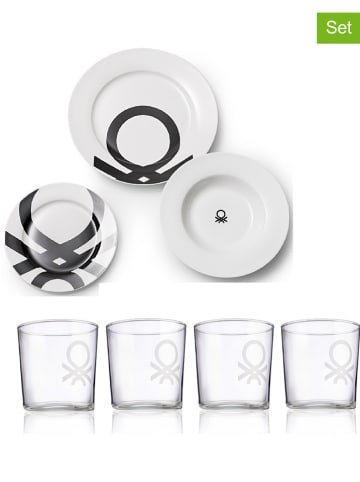 Benetton 22tlg. Geschirr-Set in Weiß/ Schwarz