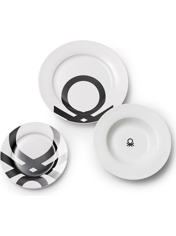 Benetton 22tlg. Geschirr-Set in Weiß/ Schwarz
