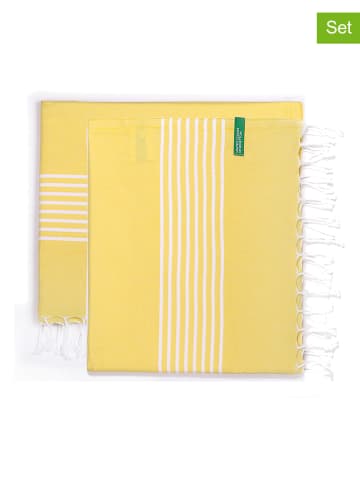 Benetton 2-delige set: fouta's geel - (L)165 x (B)80 cm