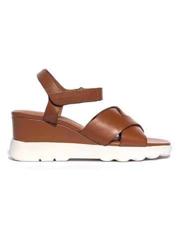 Geox Leder-Keilsandaletten "Spherica EC6" in Hellbraun