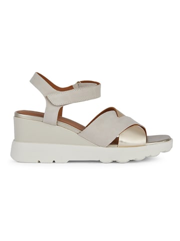 Geox Leren sleehaksandalen "Spherica EC6" wit/zilverkleurig