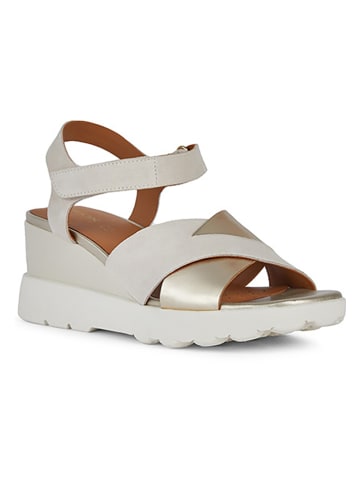 Geox Leren sleehaksandalen "Spherica EC6" wit/zilverkleurig