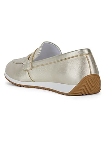 Geox Skórzane slippersy "Calithe" w kolorze złotym