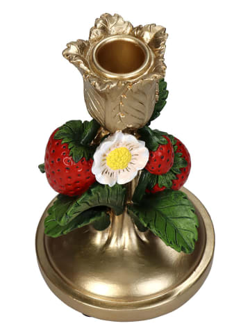 Kersten Kerzenhalter ''Strawberry'' in Gold/ Rot/ Grün - (H)16 x Ø 10 cm