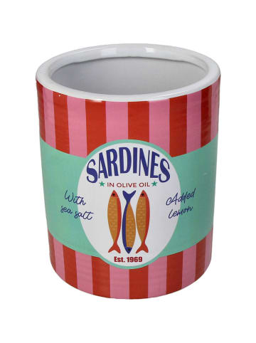 Kersten Bloempot "Sardines" rood/lichtroze/groen - (H)15,5 x Ø 13 cm