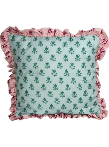 Kersten Kissen ''Ruffles'' in Grün/ Rosa - (L)45 x (B)45 cm