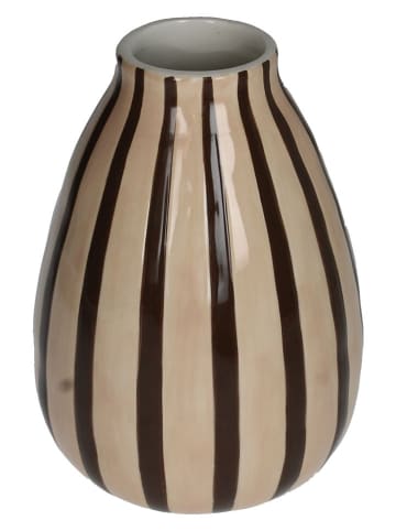 Kersten Vaas ''Stripes'' beige/bruin - (H)18 cm - Ø 12 cm