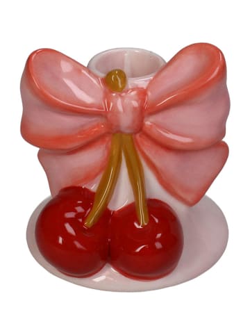 Kersten Świecznik "Bow" w kolorze jasnoróżowo-czerwonym - 9,3 x 9,2 x 8,8 cm