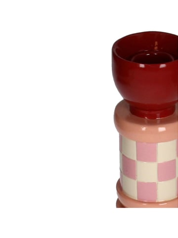 Kersten Świecznik "Ornaments" w kolorze czerwono-jasnoróżowym - wys. 25 x Ø 8,3 cm