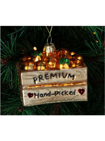 Kersten Kerstboomversiering "Apricot Crate" lichtbruin - (H)7,6 cm