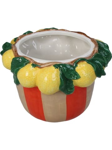Kersten Vaas "Lemon" geel/beige/rood - (H)13 x Ø 19,5 cm