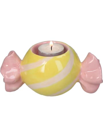Kersten Kaarshouder "Candy" lichtroze/geel - (B)15 x (H)9 x (D)7 cm