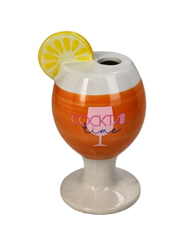 Kersten Vaas "Cocktail" wit/oranje - (B)9,5 x (H)17,3 x (D)9 cm
