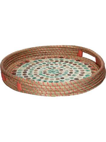 Kersten Tablett in Hellbraun/ Bunt - (H)4,5 x Ø 37 cm