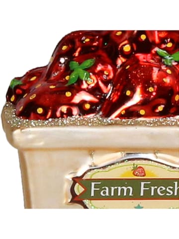 Kersten Kerstboomversiering "Strawberry Box" meerkleurig - (H)8 cm