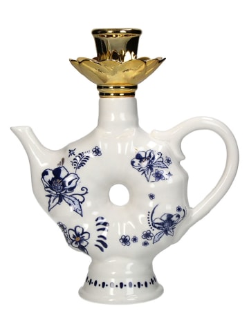 Kersten Świecznik "Teapot" w kolorze biało-granatowym - 16 x 19 x 7 cm