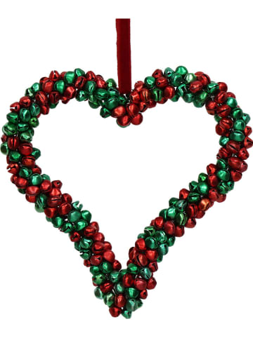 Kersten 4er-Set: Dekoanhänger ''Heart'' in Rot/ Grün - (L)14 x (B)14 cm