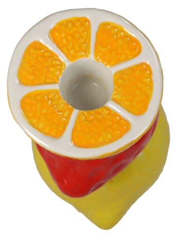 Kersten Świecznik "Fruits" w kolorze czerwono-żółtym ze wzorem - wys. 14 x Ø 9 cm