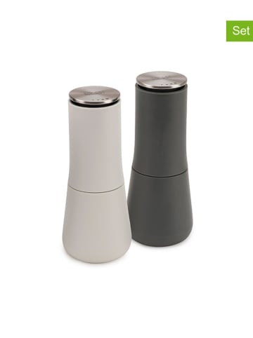 JosephJoseph 2-częściowy zestaw w kolorze czarno-beżowym do soli i pieprzu - wys. 16,9 cm