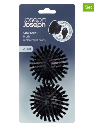 JosephJoseph 2-delige set: reserveborstelkoppen ''SinkTech'' zwart - Ø 7 cm
