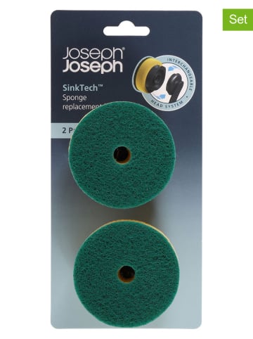 JosephJoseph 2er-Set: Schwamm-Ersatzköpfe ''SinkTech'' in Gelb/ Grün - Ø 7 cm