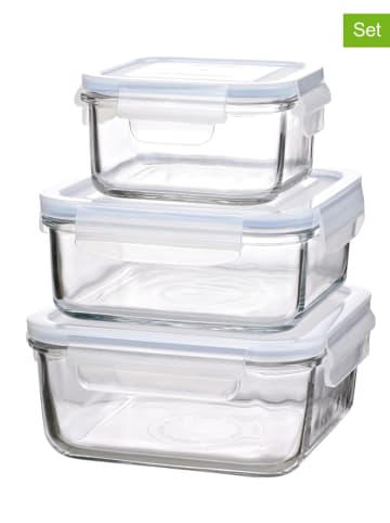 Glasslock 3-delige set: vershouddozen "Classic Microwave" blauw