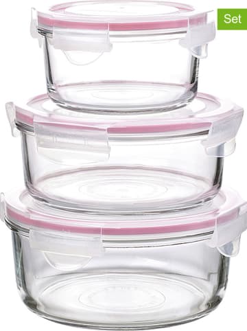 Glasslock 3-delige set: vershouddozen "Classic Type" roze