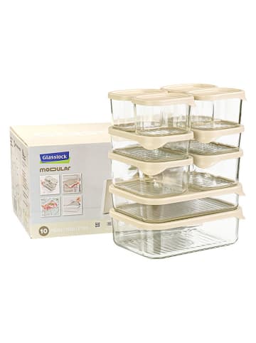 Glasslock Pojemniki (10 szt.) "Modular" w kolorze beżowym