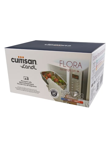 CUITISAN 3-delige set: roestvrijstalen vershouddozen "Flora"