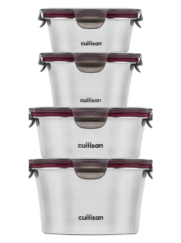 CUITISAN 4-delige set: roestvrijstalen vershouddozen "Flora"