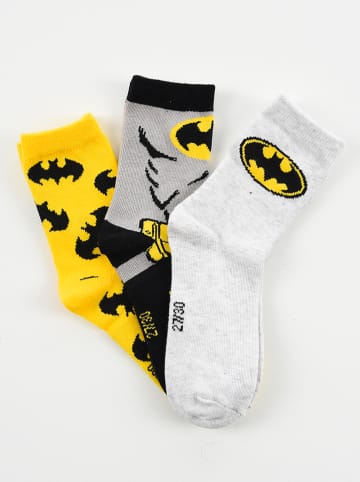 DC Batman 3-delige set: sokken "Batman" geel/grijs