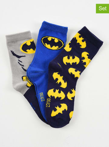DC Batman 3-delige set: sokken "Batman" blauw/grijs