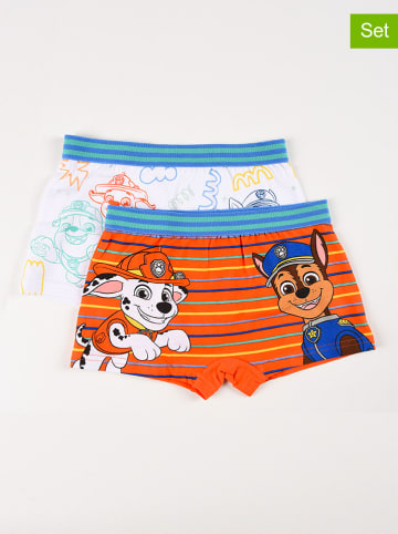 Disney Paw Patrol 2er-Set: Boxershorts "Paw Patrol" in Weiß/ Orange