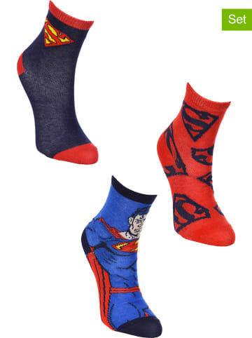 Superman 3er-Set: Socken "Superman" in Blau/ Rot/ Dunkelblau
