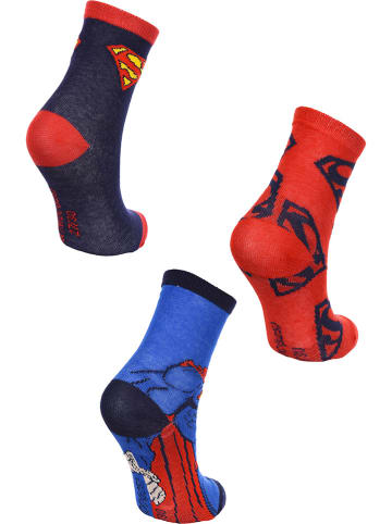Superman 3-delige set: sokken "Superman" blauw/rood/donkerblauw