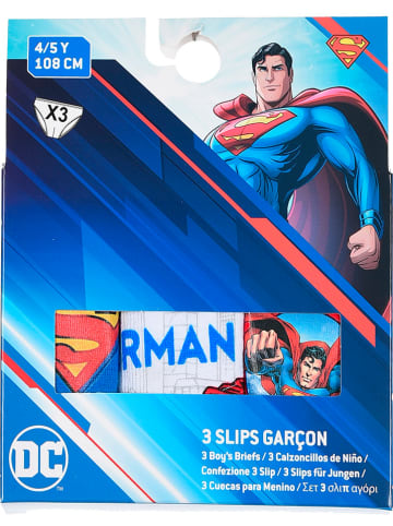 Superman 3er-Set: Slips "Superman" in Weiß/ Blau/ Rot