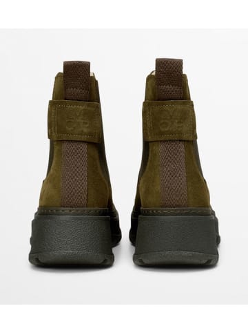 Marc O'Polo Shoes Skórzane sztyblety "Elisa" w kolorze khaki