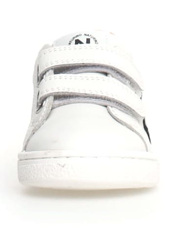 Naturino Skórzane sneakersy "Pinn" w kolorze biało-pomarańczowym