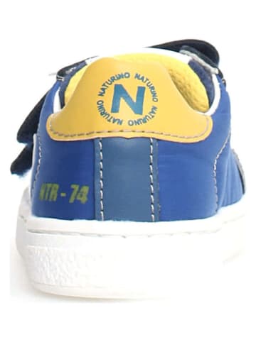 Naturino Skórzane sneakersy "Pinn" w kolorze niebiesko-żółtym