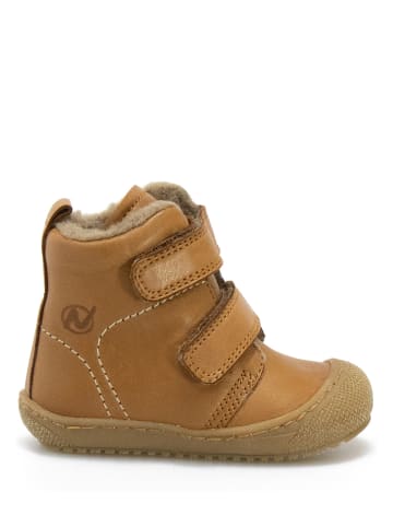 Naturino Skórzane botki zimowe w kolorze jasnobrązowym