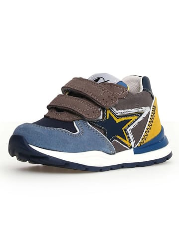 Naturino Leren sneakers "Roy" blauw/geel/lichtbruin
